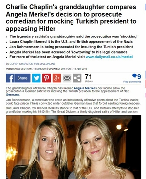 Laura Chaplin in the Daily Mail UK